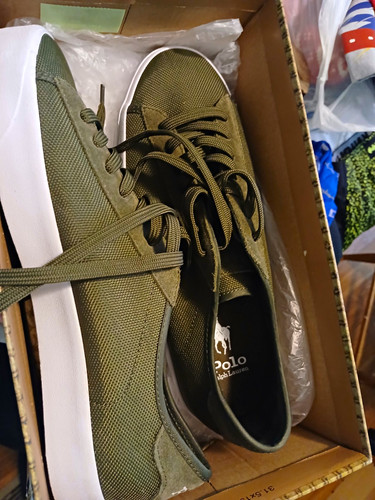 Polo Ralph Lauren Men’s Low Top Canvas Lace Up Sneakers Green/White Rubber