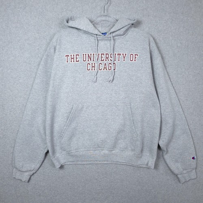 #ad Vintage Chicago University Hoodie Mens Large Gray Y2K Champion Pullover College $37.98
