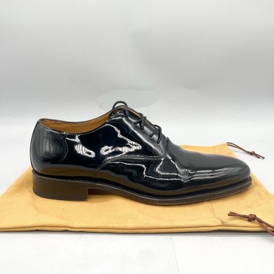 Meermin Mens 8.5UK 9.5US Black Patent Oxfords Shoes Leather Plain Toe Balmoral