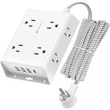 Surge Protector Power Strip, Addtam Extension Cord with 8 AC Outlets and 4 USB P