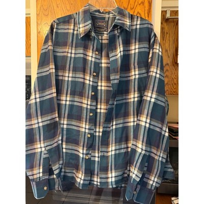 The Arrow Company Mens XL Plaid Button Down Shirt Teal Navy Long Sleeve Flannel