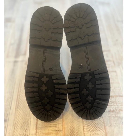 Tommy Hilfiger Womens Black Leather Lace Up Zip Combat Boots Size 8M thumbnail 6