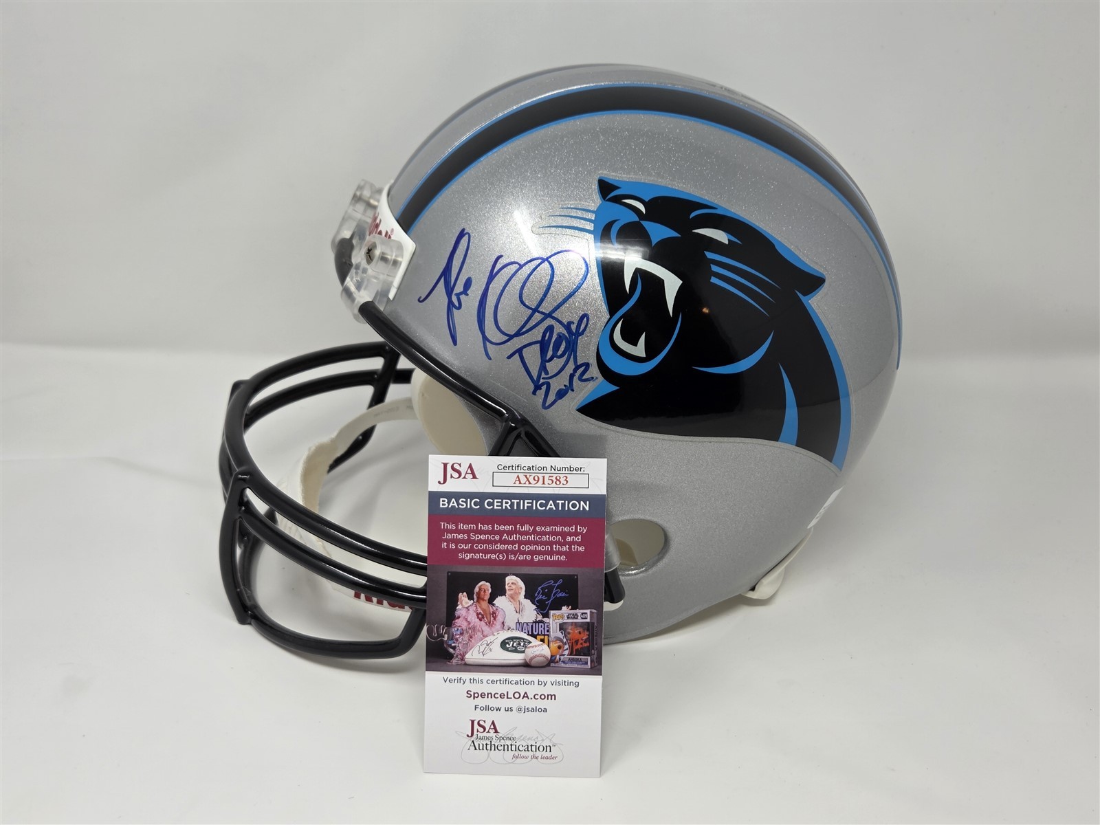 LUKE KUECHLY signed full size PANTHERS helmet JSA COA inscription 