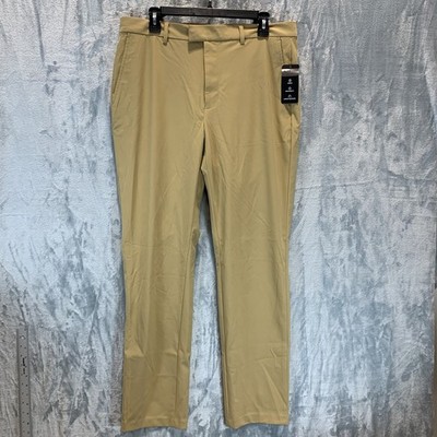 Alfani Men's Pants 34 x 32 Alfatech Swiss Mocha Performance Stretch Flat Front
