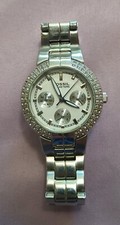 Fossil Glitz BQ9291 Womens Silver Stainless Watch Small ID 2.8" 71mm Short 1 Gem