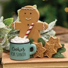 Cookies For Santa Resin Gingerbread Man & Mug Christmas Holiday Figurine
