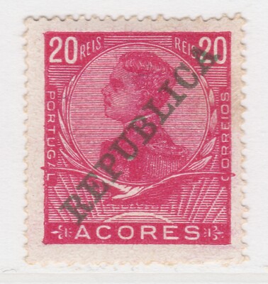 Portugal Acores Azoren 1911 D. Manuel Optd REPUBLICA 20r MH* A27P28F23697