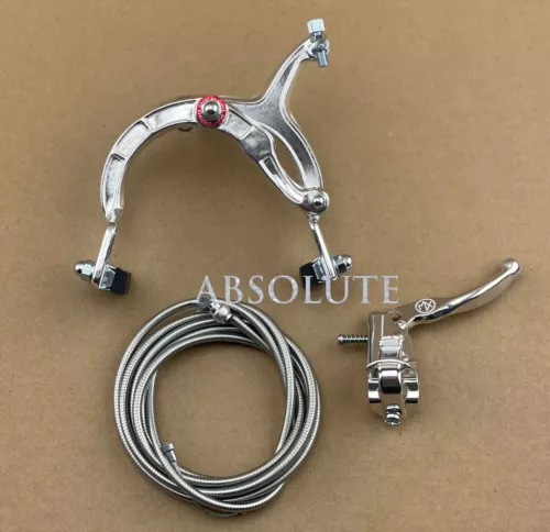 ALL SILVER OLD SCHOOL BMX BIKE MX REAR BRAKE LEVER CABLE CALIPER CRUISER BICYCLE