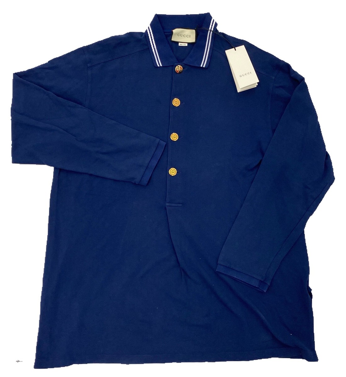 $1,000 Gucci Oversized Cotton long Sleeve Polo Shirt Size $1,000 Gucci Oversized Cotton long Sleeve Polo Shirt Size