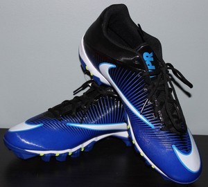 nike vapor cleats blue and white