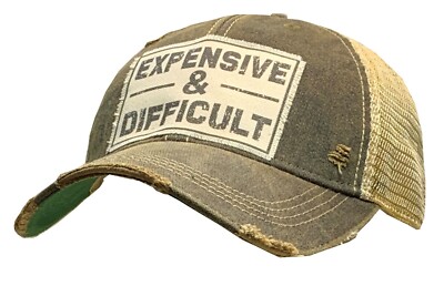 ''Expensive & Difficult'' Distressed Trucker Hat Black Unisex Snapback NEW