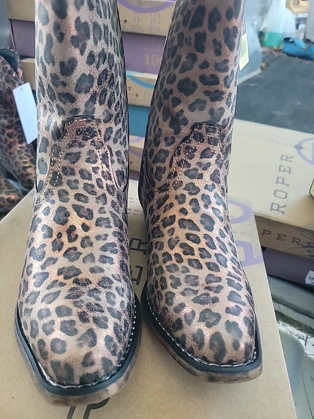 Roper Kids Riley Cheetah Tan Kids Sz 2M NIB Free Shipping