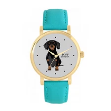 Toff London TLWS-73718 Ladies Black Dachshund Dog Watch