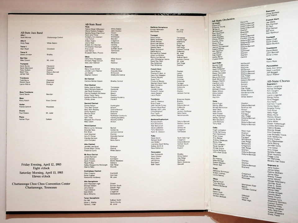 1985 Tennessee All-State Concert Jazz Band Chorus Vinyl 2-LP Record Gatefold VG+ - Image 3 of 4