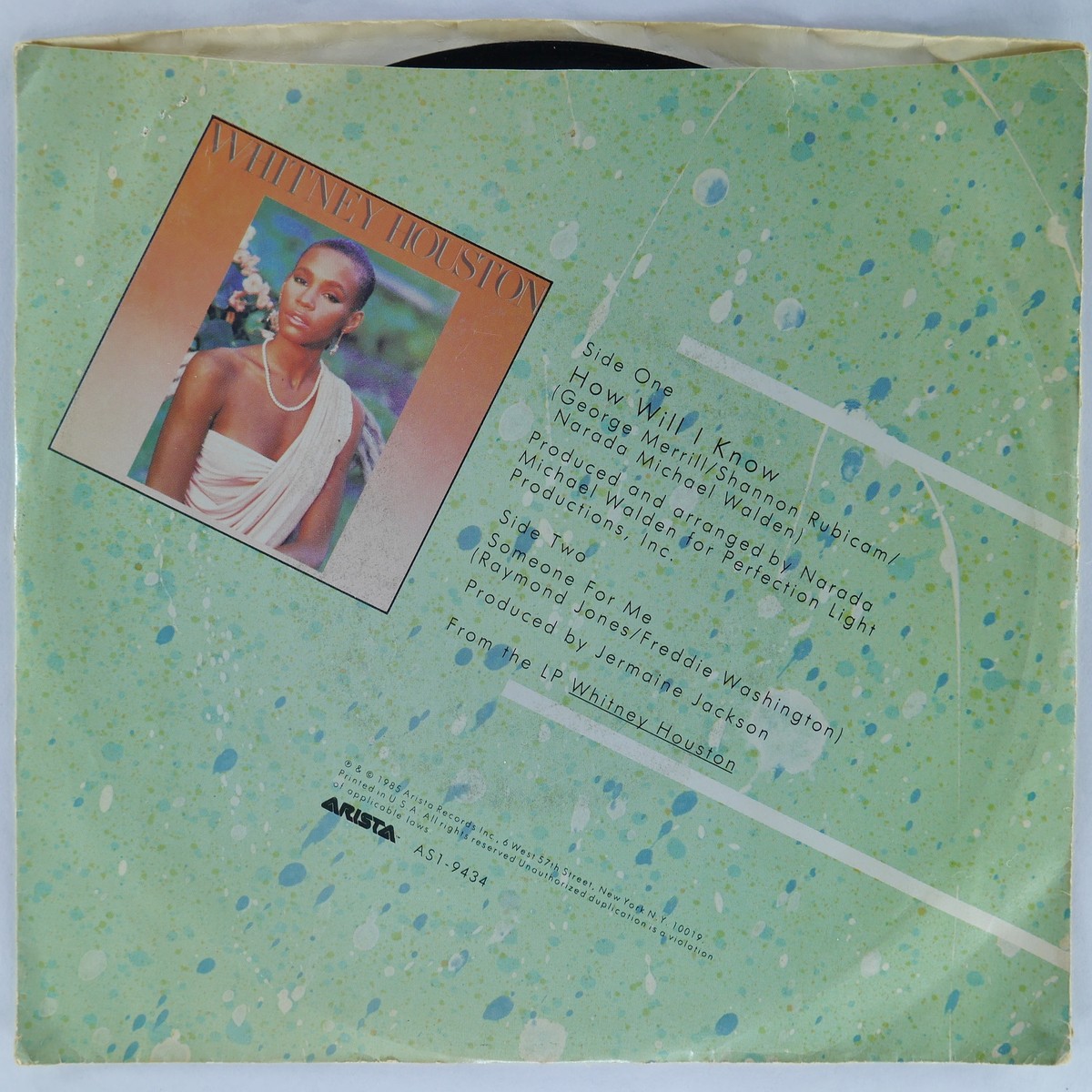 WHITNEY How Will I Know ARISTA AS1-9434 VG+ 45rpm 7