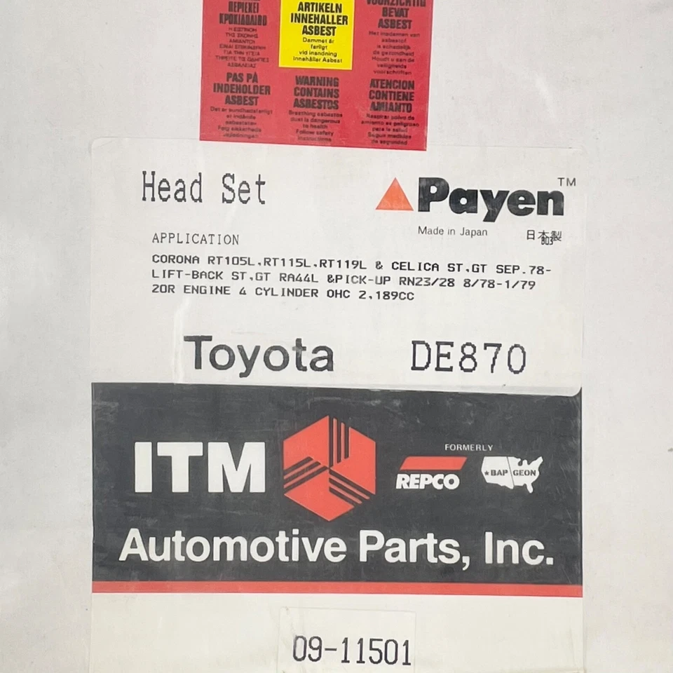 Juego de juntas de culata de motor ITM 09-11501 para Toyota Foto 2 de 2