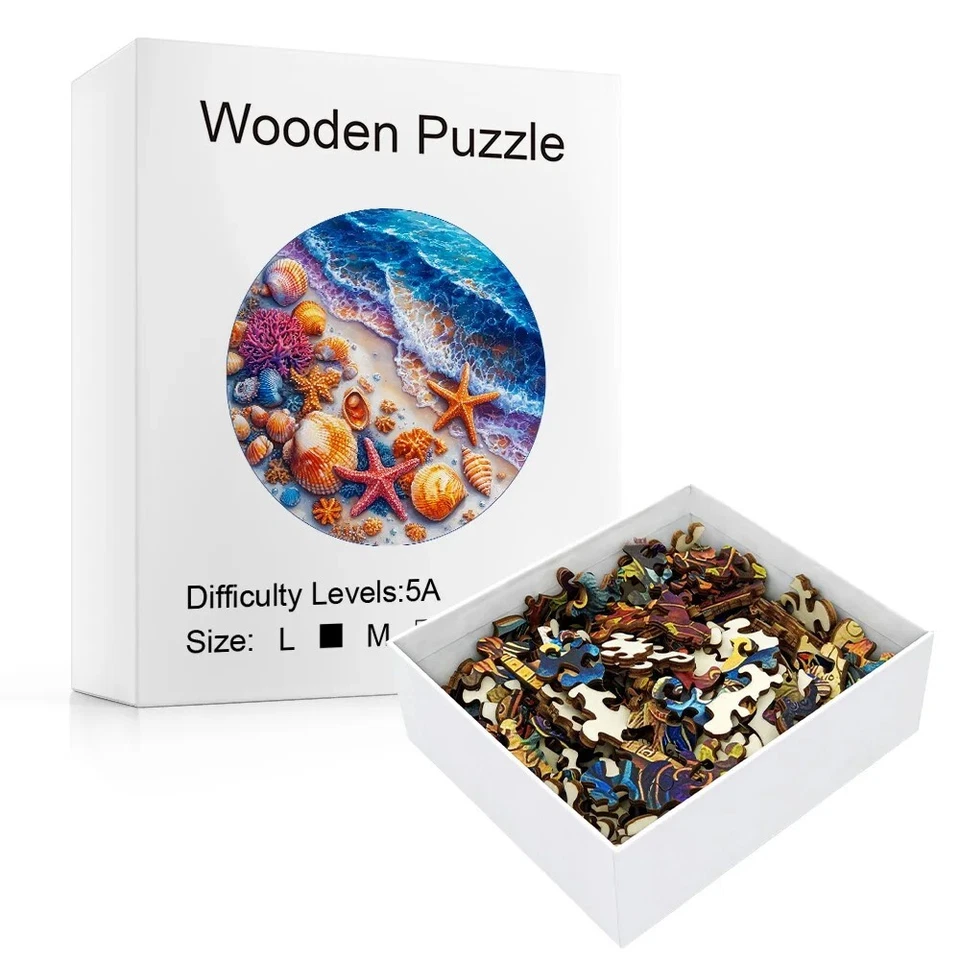 Holzpuzzle Strand 29x29cm Umweltfreundlich DIY Puzzle Geschenk Deko Erwachsene - Bild 2 von 4