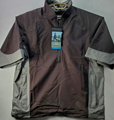 Galway Bay Men All Weather Golf Jacket Pullover Polartec Size M Black Gray NEW