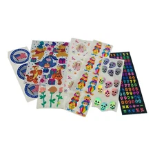 VTG Sandy Lion Prismatic Stickers Lot Skull Rise Pooh Barbie Clown Flag 80s 90s
