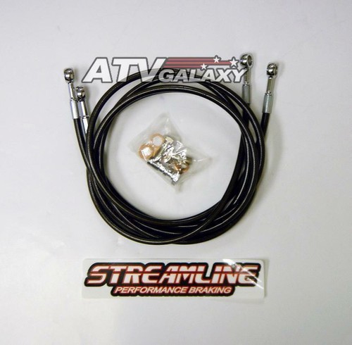 Streamline Steel Braided Front Brake Lines 2 Line Kit Black TRX400EX TRX400X All - Picture 2 of 3