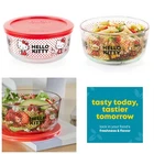 NEW Pyrex 4-Cup Dotted Hello Kitty Round Glass Storage with Lid Sanrio