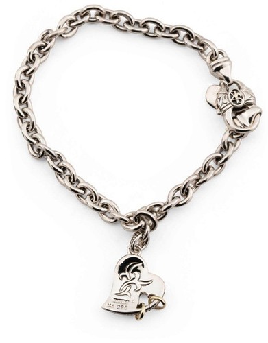 SCOTT KAY 7.5" 16g Sterling Silver Heart 14k Gold Rings Charm Bracelet Women NWT - Picture 6 of 14