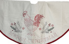 Christmas Tree Skirt - Farmhouse Chickens  Embroidered Red Shed - NEW