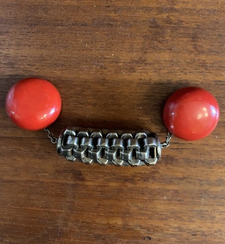Vintage Cloak Fastener 1960s Large Red Buttons . Jewellery Collection - Picture 4 of 5