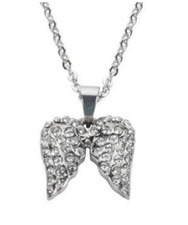 Ladies Bling Angel Wing Pendant Necklace Stainless Steel 32