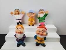 Vintage Walt Disney Snow White's Seven Dwarfs 5 Squeaky 4.5" Rubber Bath Toys