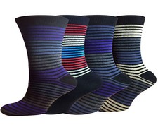 Men  s Cotton Rich Multi Stripes Solid Pattern Socks Size 10-13 3,6  12 Packs