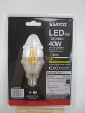Satco LED Torpedo Light Bulb 40W Replacement Chandelier Bulb Warm White S28613