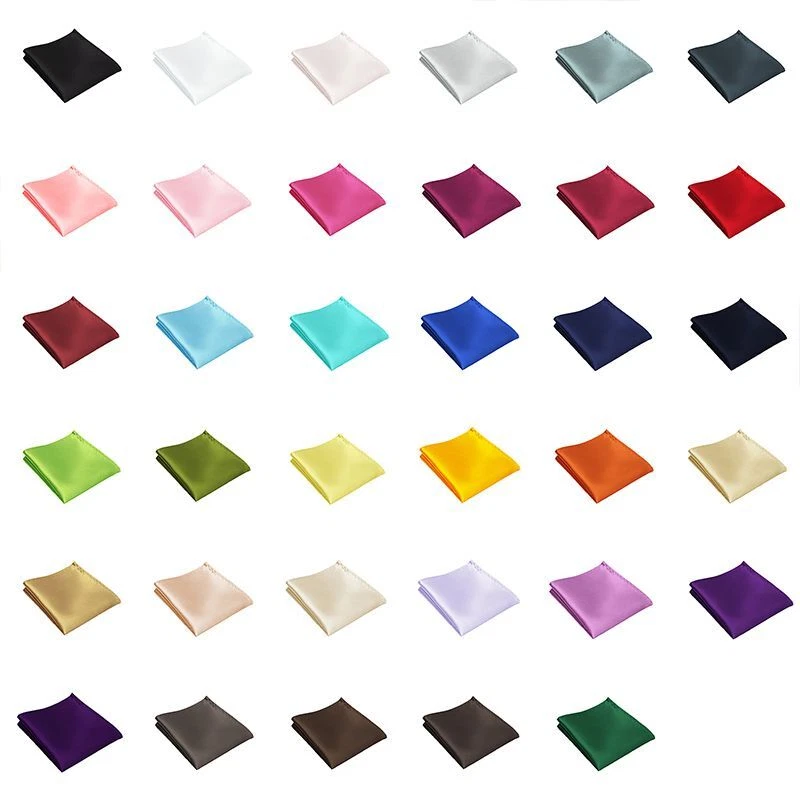 Pañuelo Traje Cuadrado de Bolsillo - Toalla de Pecho de Satén Sólido Hombres Accesorio de Moda Foto 2 de 4