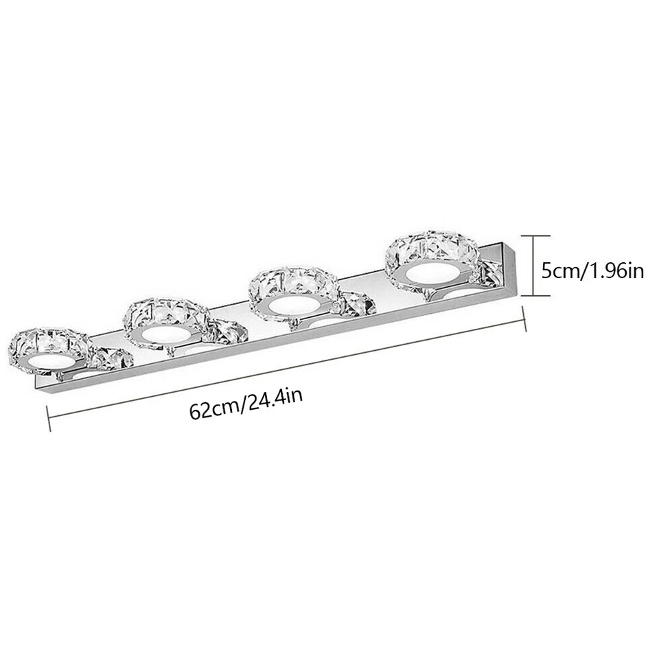 Modern 4 Heads Bathroom Vanity LED Crystal Mirror Light Front Wall Lamp Fixture - Image 2 of 4