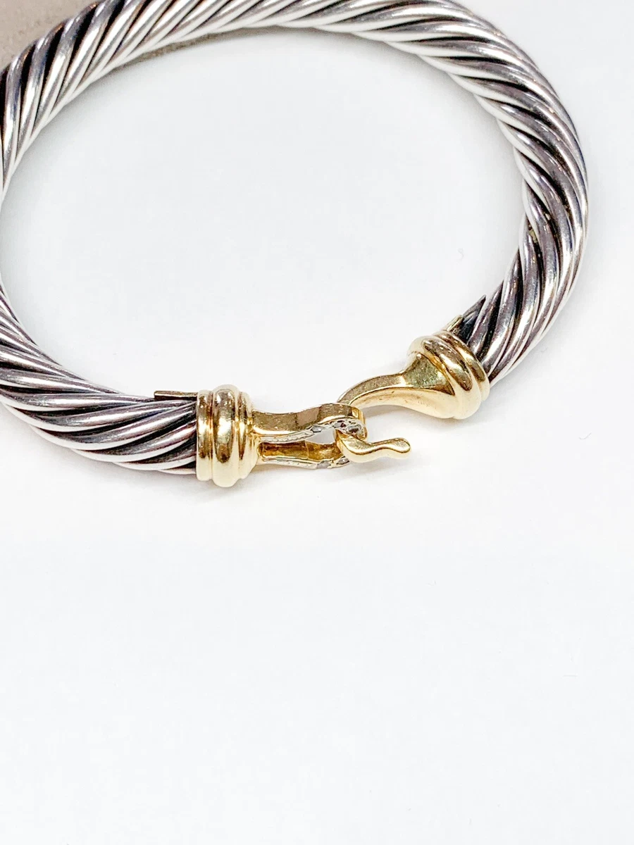 Estate David Yurman Diamond Cable Buckle Bracelet 18k Gold and Sterling Silver