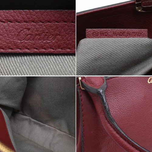 Auth Cartier C de Cartier Satchel Convertible Hand Bag Shoulder Bag Leather T00F - Picture 9 of 9