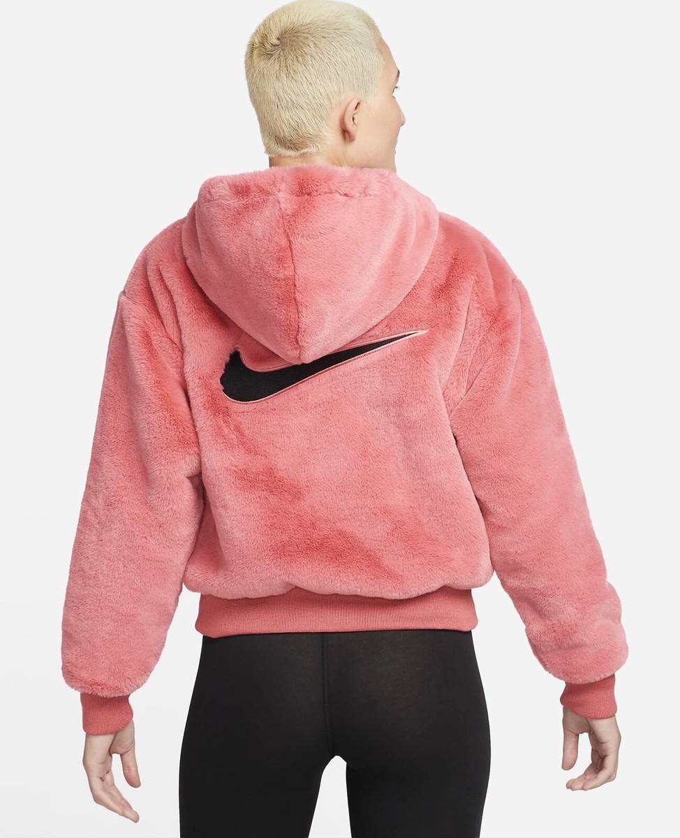 Nike Sportswear Essentials Women's Faux Fur Oversized Jacket, Pink