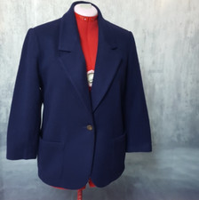 Lands End Purple Womens Petite size 8 Wool Cashmere heavy Blazer Vintage