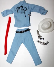 LONE RANGER CUSTOM UNIFORM LOT W/ GUNS,  HAT FOR MARX GABRIEL COWBOY WESTERN