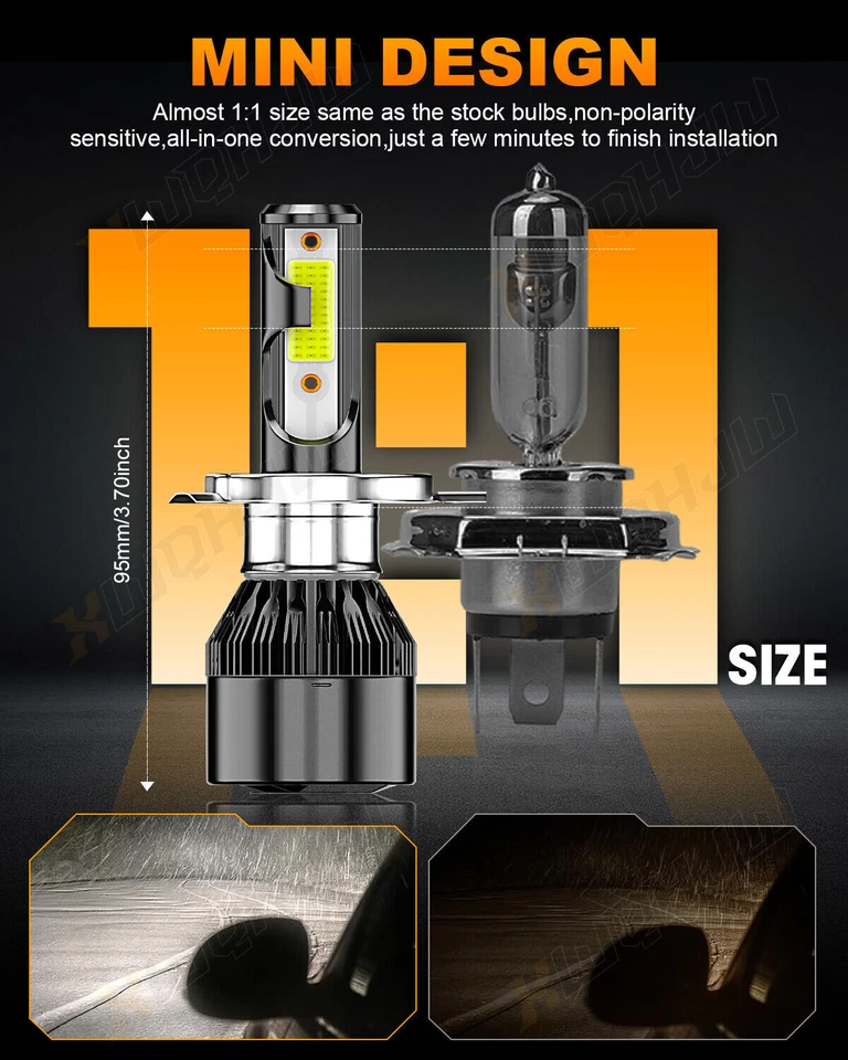 FOR 1993-2007 KAWASAKI KLR650/Concours 1000 HEADLIGHT LED BULB 100W 2000LM IP68 - Image 2 of 4