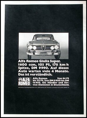 Alfa Romeo Giulia Super ....... originale Werbung aus 1970 laminiert