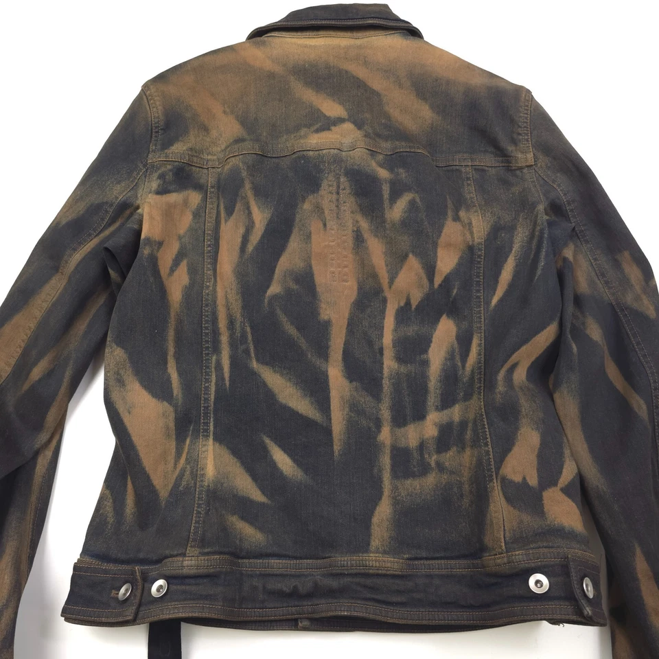 $1350 Drkshdw por Rick Owens Calce Ajustado Azul Barro Denim Camionero Chaqueta Para Hombre Pequeña Foto 2 de 4