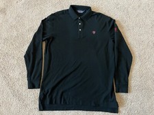 Polo Golf Ralph Lauren Men  s Large Long Sleeve Polo Crest Logo Black Vintage