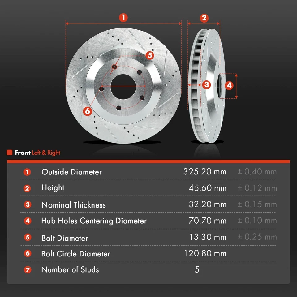 Rotor de freno delantero izquierdo y derecho perforado para Chevrolet Corvette Cadillac XLR Foto 4 de 4