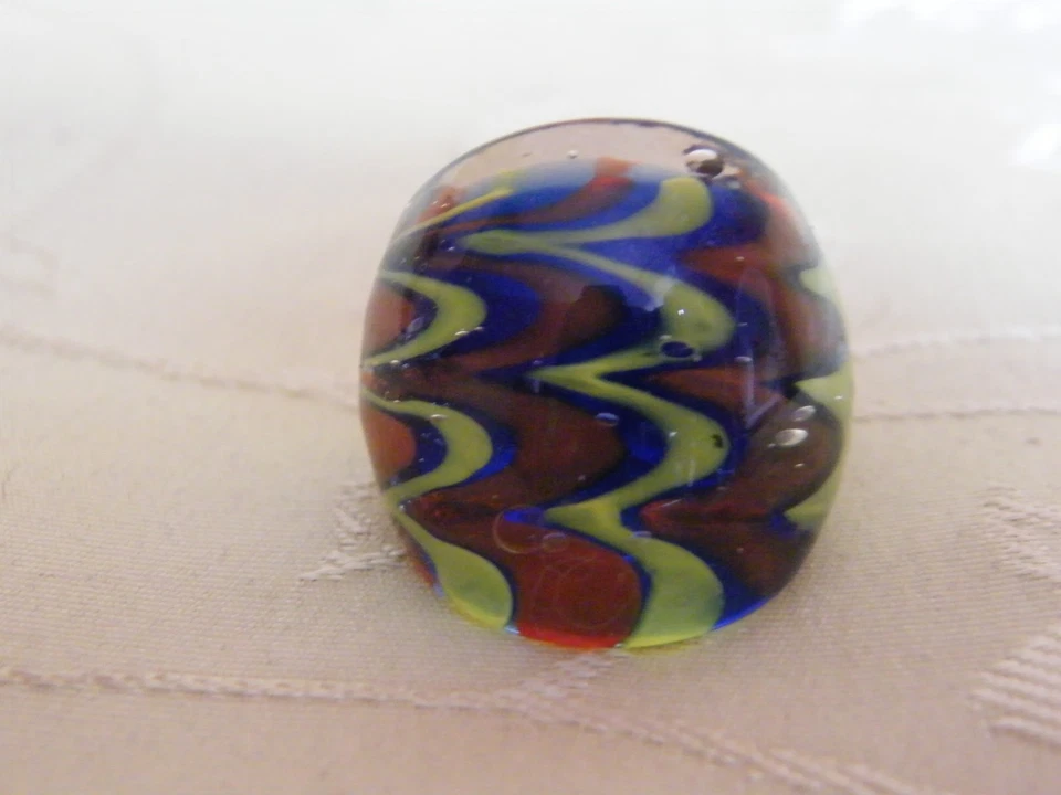 Seltener- Glasring Blau, Gelb, Braun Größe 57 NEU