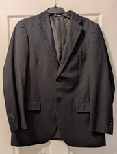 Dockers 42R Blazer Sport Coat Jacket 2-Button Polyester Black Pinstripe Poly 65 