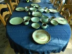 Frankoma Pottery Vintage Prairie Green Dinner Set for (6) w/7 Serving Piec FKT#1