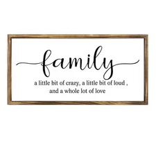 24 x 12 inch Large Wooden Family Sign Wall Decor for Living Room, Home Sign W...