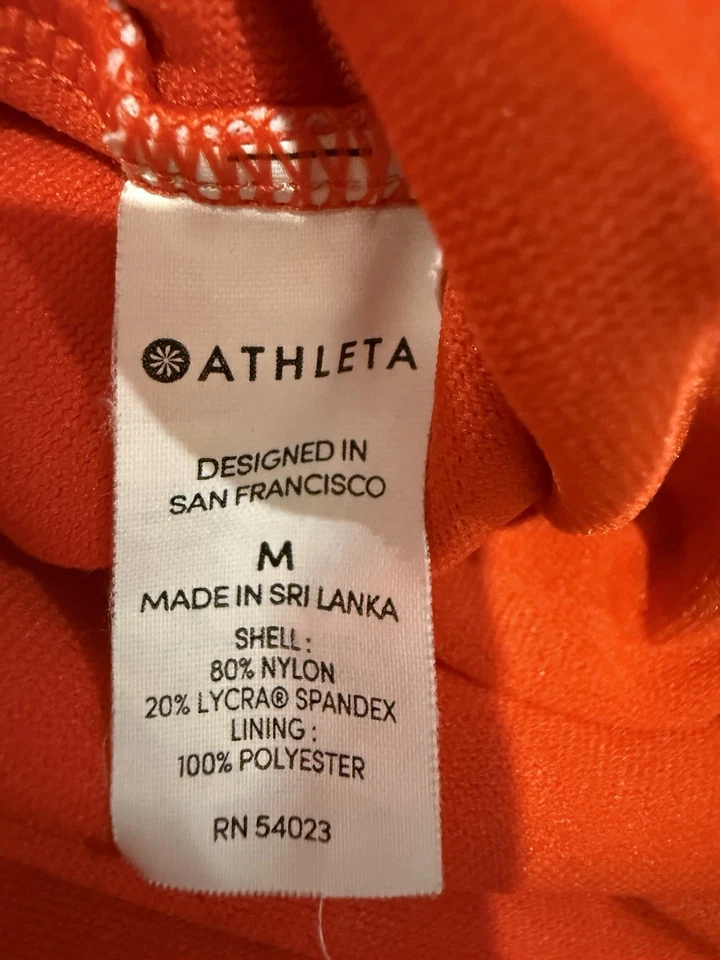 Athleta High Neck Tankini Top Orange Tropical Floral Halter Tie Size Medium M - Image 4 of 4