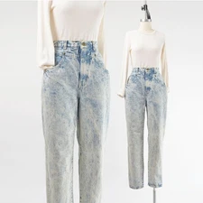 Vintage 80s Acid Wash GITANO High Waisted Tapered Leg Jeans M